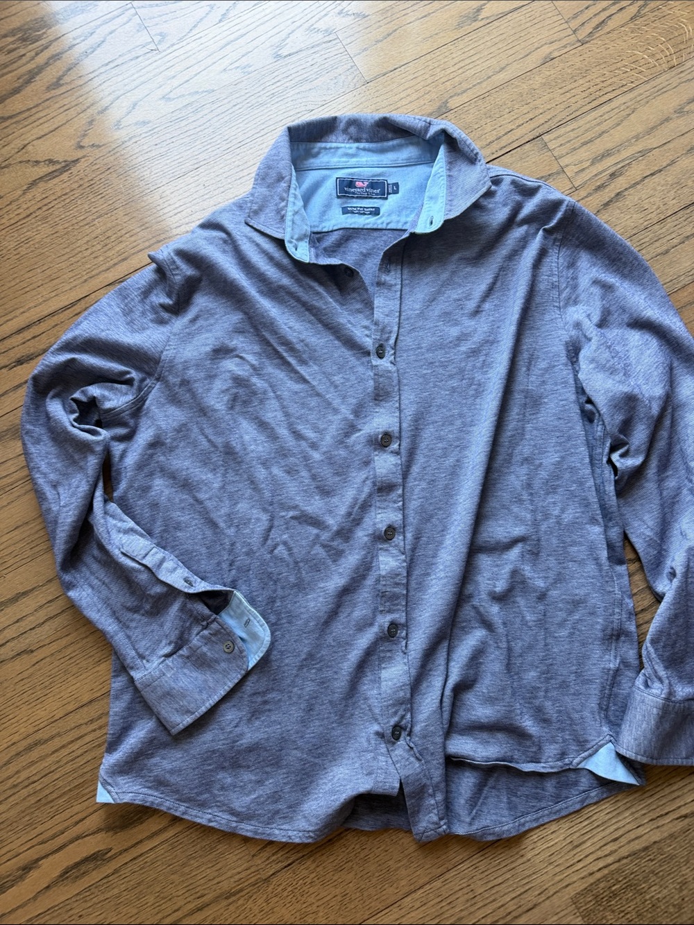 Vineyard Vines Men's Casual Button-Down Shirt in Heather Blue